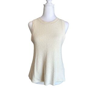Moth by Anthropologie Cream Button Up Back Knit Sleeveless Top Size XS